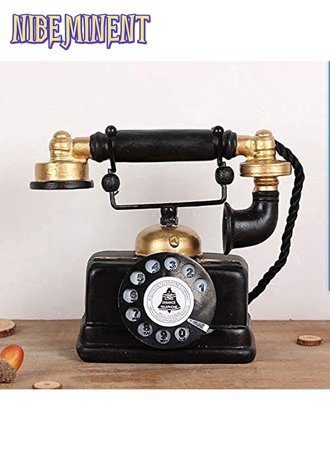 NIBEMINENT Retro Decorative Telephone Model, Vintage Antique Style Resin Rotary Phone Ornament for Home Office Decor, Steampunk & Victorian Style Statues, Photography Props, Housewarming Gift - Image 1
